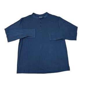 William‎ Rast L Shirt Men's Blue Long Sleeve Henley Tee Performance Fitted